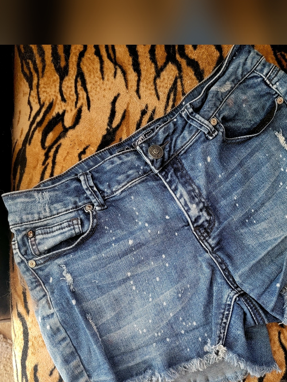 Juniors Enjean Distressed Denim Shorts - Blue Large